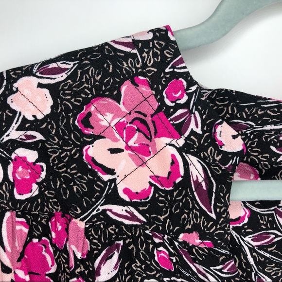 TERRA & SKY dress in black, pink, purple floral pattern with ruffled fla… - Picture 9 of 11